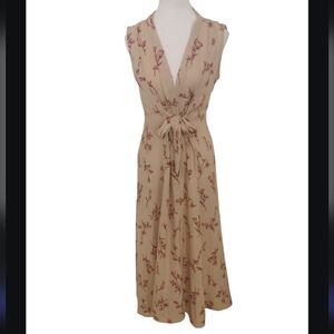 Denim Forum Small Maxi Florap Neutral Background Dreas Tie Front